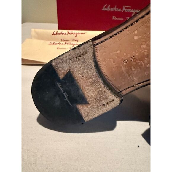 Salvatore Ferragamo Nail Head Dark Silver Men's Shoes - Picture 6 of 11